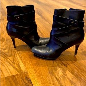 Cole Haan Black skinny short heeled booties
